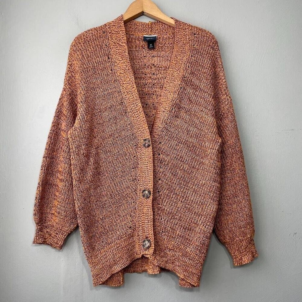 Y2K Daytrip Oversized XS Mustard Purple Cardigan Sweater Boho Academia Artsy